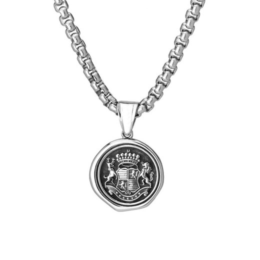 Medalion z pieczęcią rodową, herbem wisiorek męski na grubym łańcuchu ze sklepu manoki.pl w kategorii Naszyjniki męskie - zdjęcie 141957126