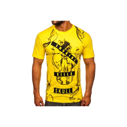 Żółty bawełniany t-shirt męski Denley 14701 2XL Denley promocja