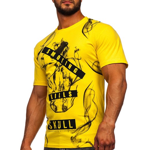 Żółty bawełniany t-shirt męski Denley 14701 M okazja Denley