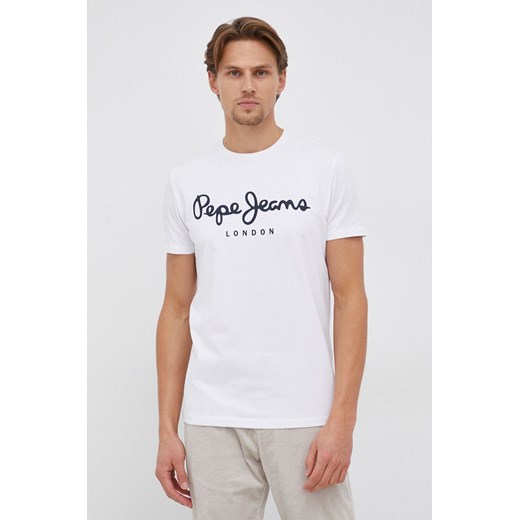 Pepe Jeans T-shirt Original Stretch kolor biały z nadrukiem ze sklepu ANSWEAR.com w kategorii T-shirty męskie - zdjęcie 141983048