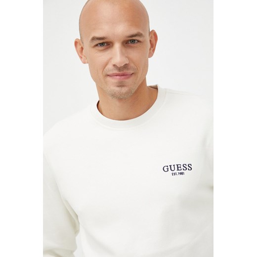 Guess bluza męska kolor beżowy z aplikacją Guess M ANSWEAR.com