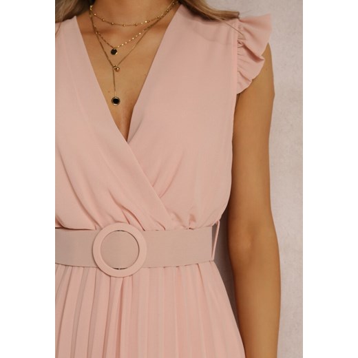Sukienka Renee mini vintage w serek z krótkimi rękawami
