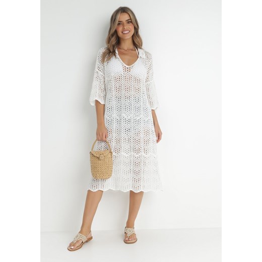 Biała Sukienka Kehrer ze sklepu Born2be Odzież w kategorii Odzież plażowa - zdjęcie 141991687