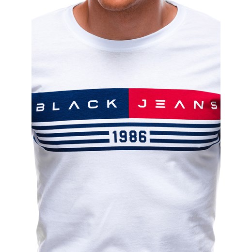 T-shirt męski z nadrukiem 1709S - biały Edoti.com XL Edoti.com