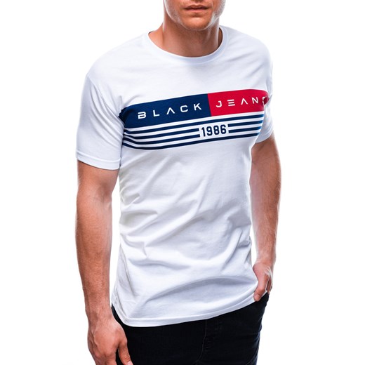 T-shirt męski z nadrukiem 1709S - biały Edoti.com XXL Edoti.com