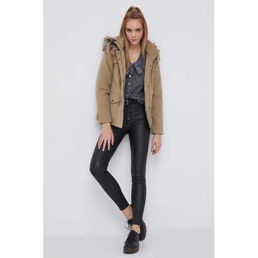 Only Parka damska kolor beżowy zimowa L wyprzedaż ANSWEAR.com