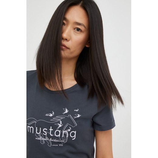 Mustang t-shirt bawełniany kolor szary Mustang M ANSWEAR.com