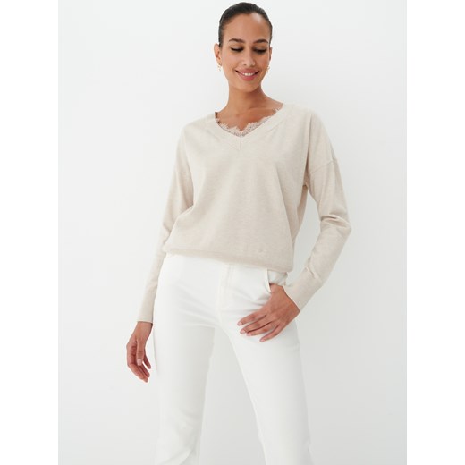 Mohito - Sweter z ozdobnym dekoltem - Kremowy Mohito XS Mohito