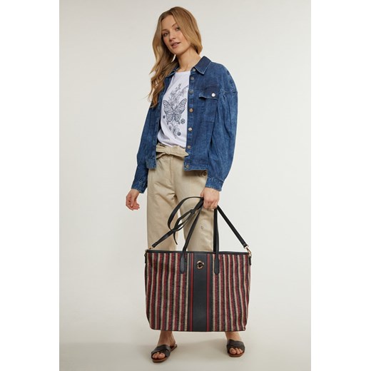 Shopper w kolorowe paski One size okazyjna cena MONNARI