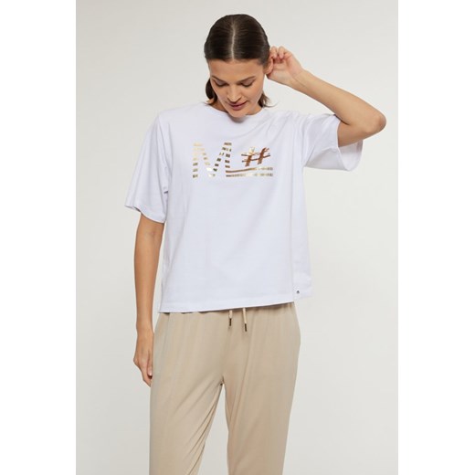 Casualowy t-shirt damski z cekinami S wyprzedaż MONNARI
