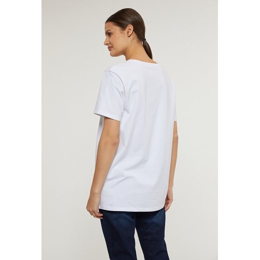 Bawełniany t-shirt damski z nadrukiem XL wyprzedaż MONNARI