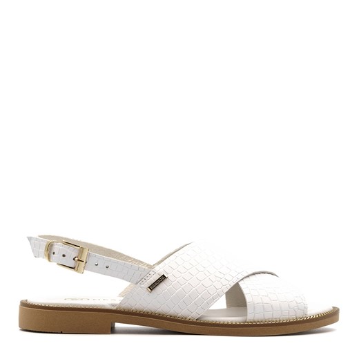 Białe skórzane sandały z szerokimi paskami 67Z Neścior 36 NESCIOR promocyjna cena