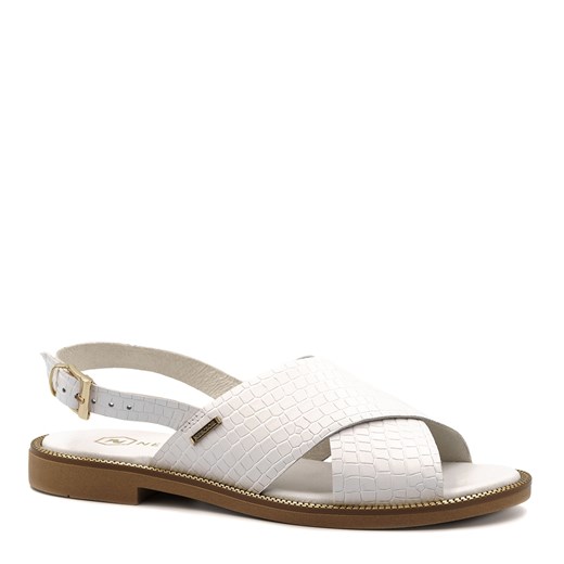 Białe skórzane sandały z szerokimi paskami 67Z ze sklepu NESCIOR w kategorii Sandały damskie - zdjęcie 142091959
