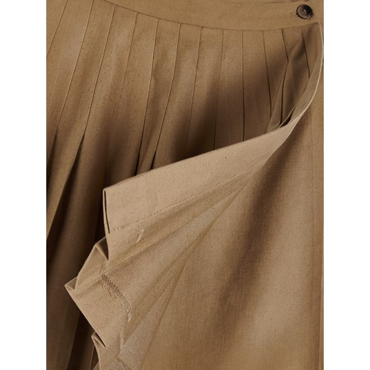 Reserved - Plisowana spódnica mini z lnem i lyocellem - Brązowy Reserved 36 Reserved