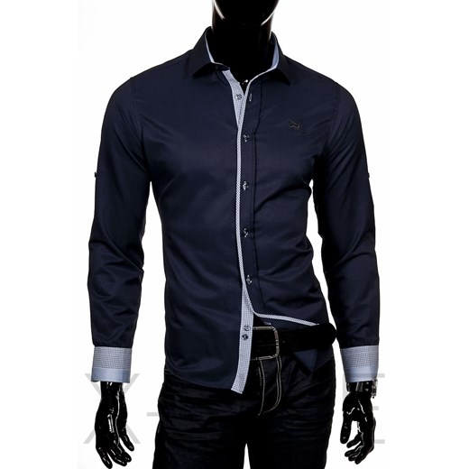 DESIGNERSKA KOSZULA MĘSKA JEEL 3055 SLIM MIX ozonee-pl czarny bawełniane