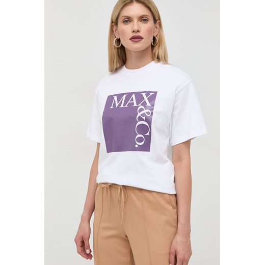 MAX&amp;Co. t-shirt bawełniany kolor biały L ANSWEAR.com