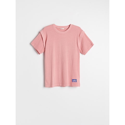 Reserved - T-shirt z ozdobnymi rękawami - Różowy Reserved 140 wyprzedaż Reserved