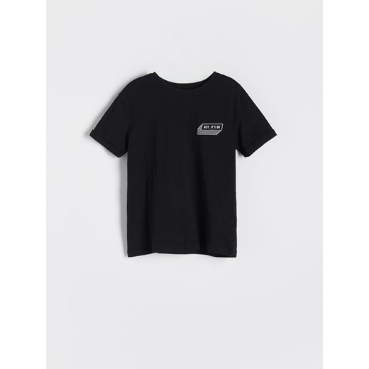 Reserved - Melanżowy t-shirt z nadrukiem - Czarny Reserved 170 Reserved