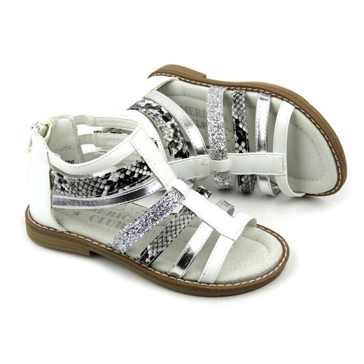 Sandały dziecięce ze skórzaną wkładką - AMERICAN CLUB GC 09/20, białe ze sklepu ulubioneobuwie w kategorii Sandały dziecięce - zdjęcie 142202506
