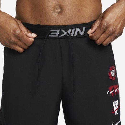 Męskie spodenki do fitnessu z tkaniny z nadrukiem Nike Dri-FIT Flex - Czerń Nike S Nike poland