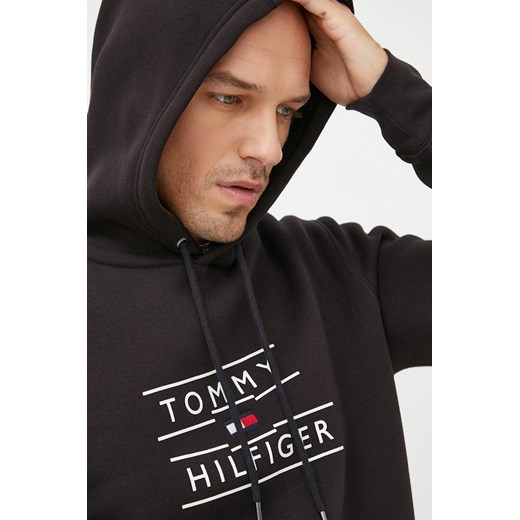 Tommy Hilfiger bluza męska kolor czarny z kapturem z nadrukiem Tommy Hilfiger XXL ANSWEAR.com