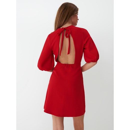 Mohito - Sukienka mini z bufiastymi rękawami - Czerwony Mohito 36 Mohito