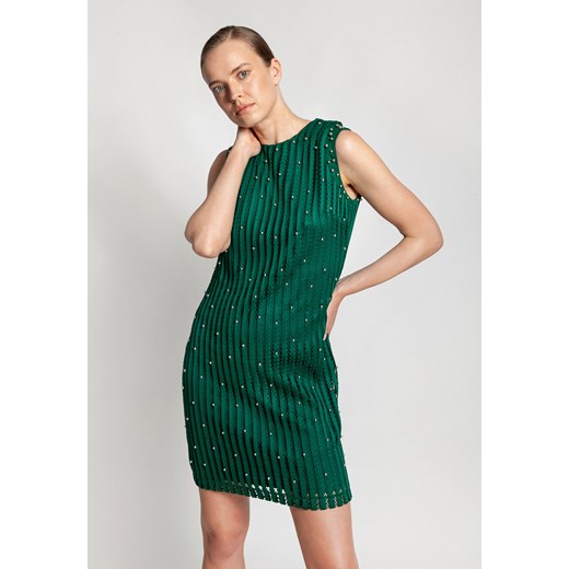 Zielona wieczorowa sukienka ze srebrnymi koralikami ze sklepu Molton w kategorii Sukienki - zdjęcie 142249367