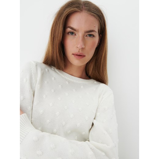 Mohito - Biały sweter z ozdobą 3D - Kremowy Mohito L Mohito
