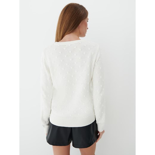 Mohito - Biały sweter z ozdobą 3D - Kremowy Mohito S Mohito