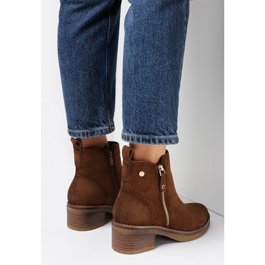 Born2be botki na obcasie z zamkiem casual 