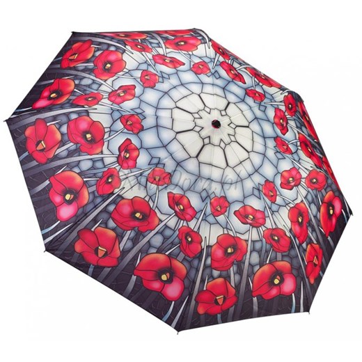 Witraż Maki składana parasolka damska Galleria parasole-miadora-pl fioletowy abstrakcyjne wzory