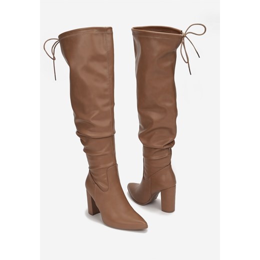 Kozaki damskie Born2be na zamek jesienne za kolano na obcasie 