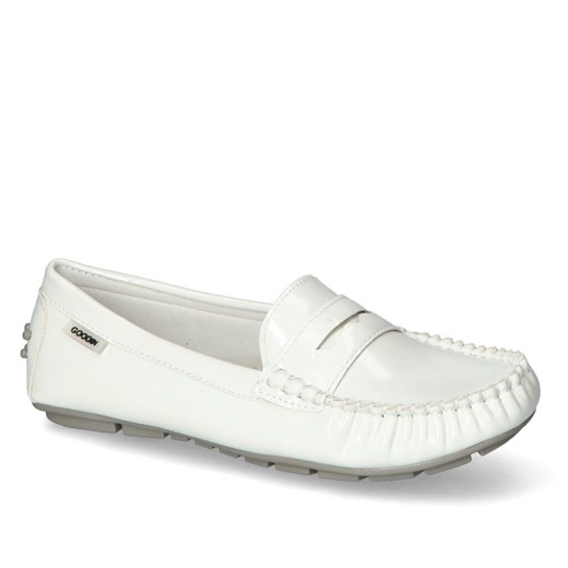 Mokasyny Goodin Białe lakier ze sklepu Arturo-obuwie w kategorii Mokasyny damskie - zdjęcie 142375109