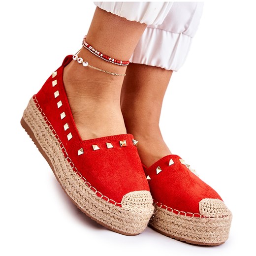 Espadryle damskie Wt1 na lato z klamrą casualowe na platformie z zamszu