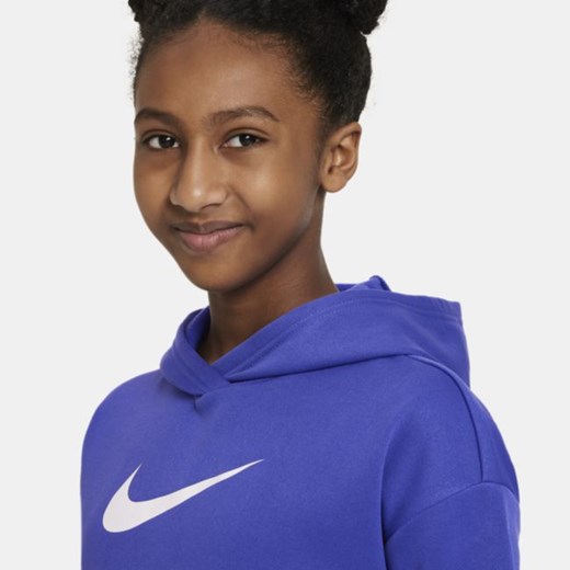 Bluza z kapturem dla dużych dzieci (dziewcząt) Nike Pro Therma-FIT - Niebieski Nike XL wyprzedaż Nike poland