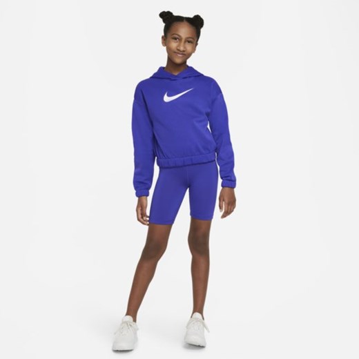 Bluza z kapturem dla dużych dzieci (dziewcząt) Nike Pro Therma-FIT - Niebieski Nike L Nike poland okazyjna cena