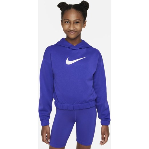 Bluza z kapturem dla dużych dzieci (dziewcząt) Nike Pro Therma-FIT - Niebieski Nike XS wyprzedaż Nike poland