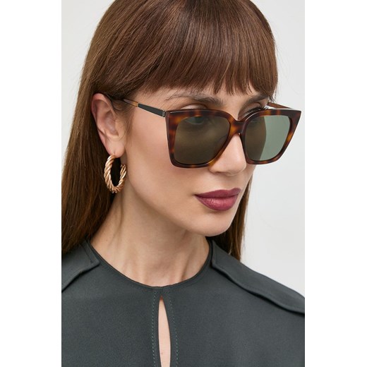 Saint Laurent okulary przeciwsłoneczne damskie kolor brązowy ze sklepu ANSWEAR.com w kategorii Okulary przeciwsłoneczne damskie - zdjęcie 142409438