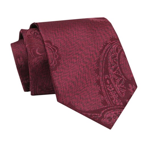 Elegancki, Klasyczny, Męski Krawat -ALTIES - Ciemnoczerwony, Duży Wzór KRALTS0692 ze sklepu JegoSzafa.pl w kategorii Krawaty - zdjęcie 142429016