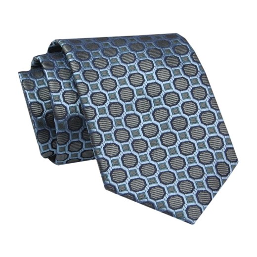 Elegancki, Klasyczny, Męski Krawat -ALTIES - Stalowo Niebieski, Regularny Wzór KRALTS0695 ze sklepu JegoSzafa.pl w kategorii Krawaty - zdjęcie 142429056