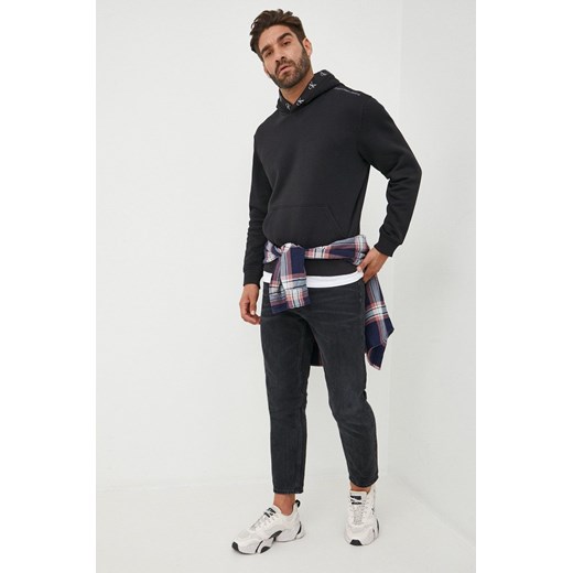 Calvin Klein Jeans bluza męska kolor czarny z kapturem gładka XL ANSWEAR.com