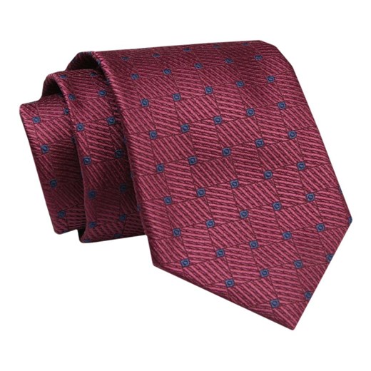 Męski Krawat - ALTIES - Klasyczny - Ciemnoczerwony, Geometryczny Motyw KRALTS0699 ze sklepu JegoSzafa.pl w kategorii Krawaty - zdjęcie 142461857