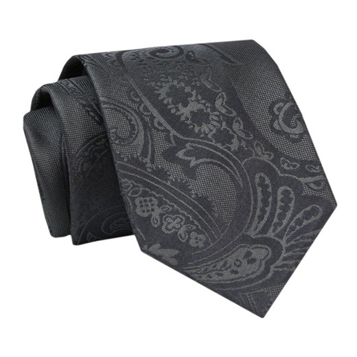 Męski Krawat - ALTIES - Klasyczny - Grafitowo-Granatowy  KRALTS0700 ze sklepu JegoSzafa.pl w kategorii Krawaty - zdjęcie 142461865