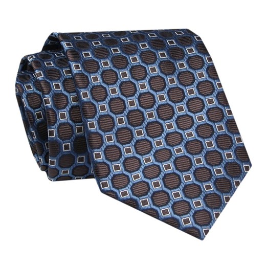 Męski Krawat - ALTIES - Klasyczny - Motyw Geometryczny KRALTS0705 ze sklepu JegoSzafa.pl w kategorii Krawaty - zdjęcie 142461887
