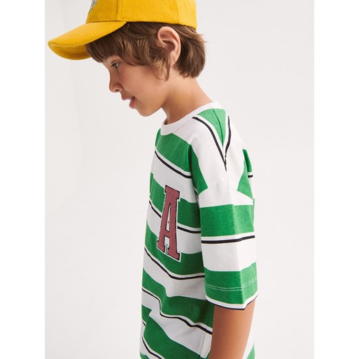 Reserved - Bawełniany t-shirt w paski - Zielony Reserved 116 Reserved