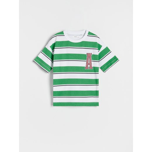 Reserved - Bawełniany t-shirt w paski - Zielony Reserved 134 Reserved