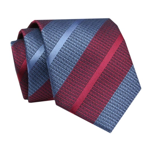 Krawat - ALTIES - Niebiesko Czerwone Pasy KRALTS0727 ze sklepu JegoSzafa.pl w kategorii Krawaty - zdjęcie 142509558