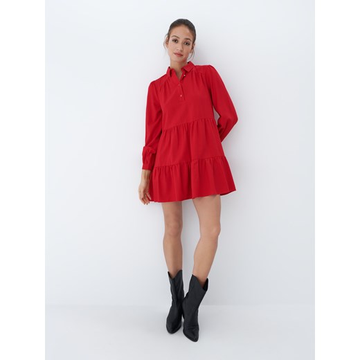 Mohito - Czerwona sukienka koszulowa mini - Czerwony Mohito 38 Mohito okazja