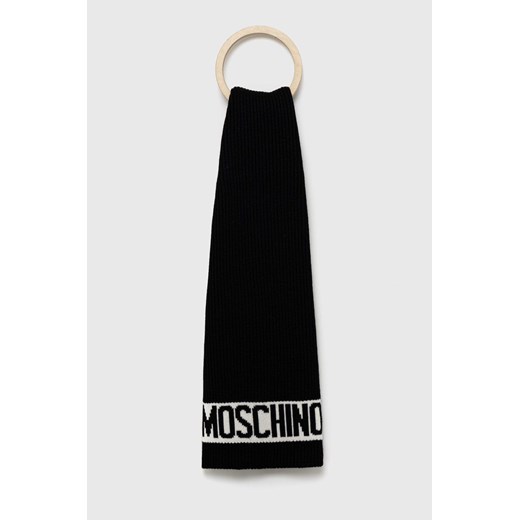Moschino szalik męski kolor czarny gładki ze sklepu ANSWEAR.com w kategorii Szaliki męskie - zdjęcie 142549397