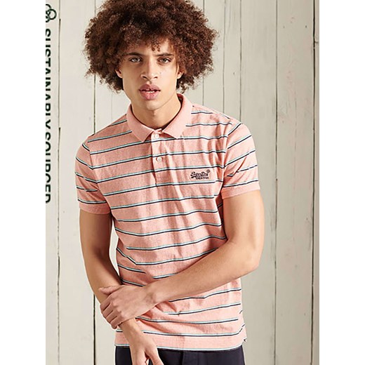 Koszulka polo "Vintage Feeder Stripe" w kolorze jasnoróżowym ze wzorem Superdry M wyprzedaż Limango Polska